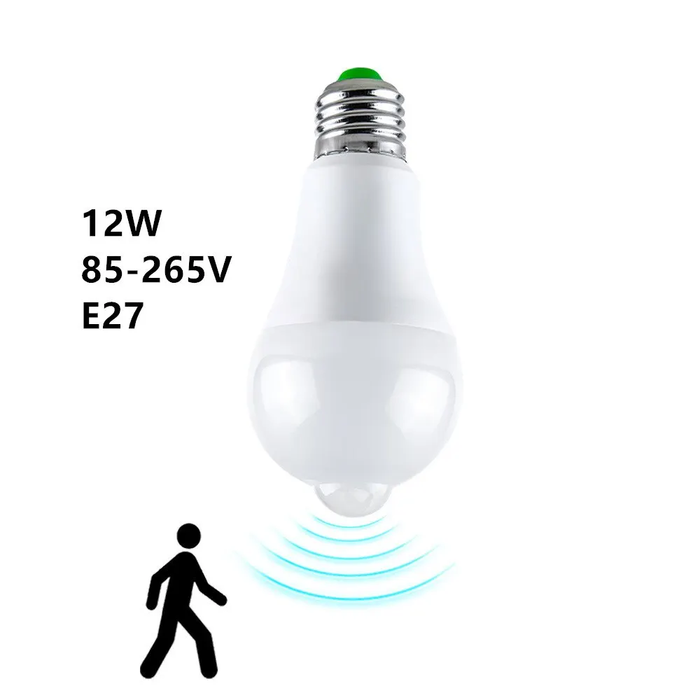 Bombilla LED con Sensor de movimiento PIR E27, inducción infrarroja humana inteligente, luz blanca cálida, interruptor automático
