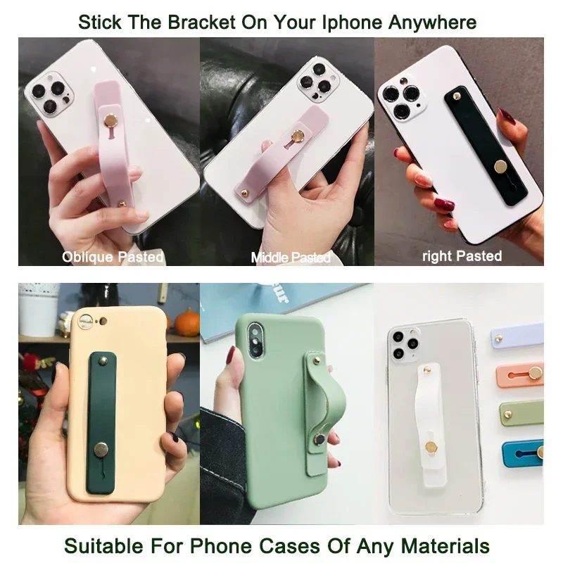 Soporte Universal de Silicona para Teléfono con Anillo de Dedo, Correa de Mano, Agarre Deslizable y Adhesivo