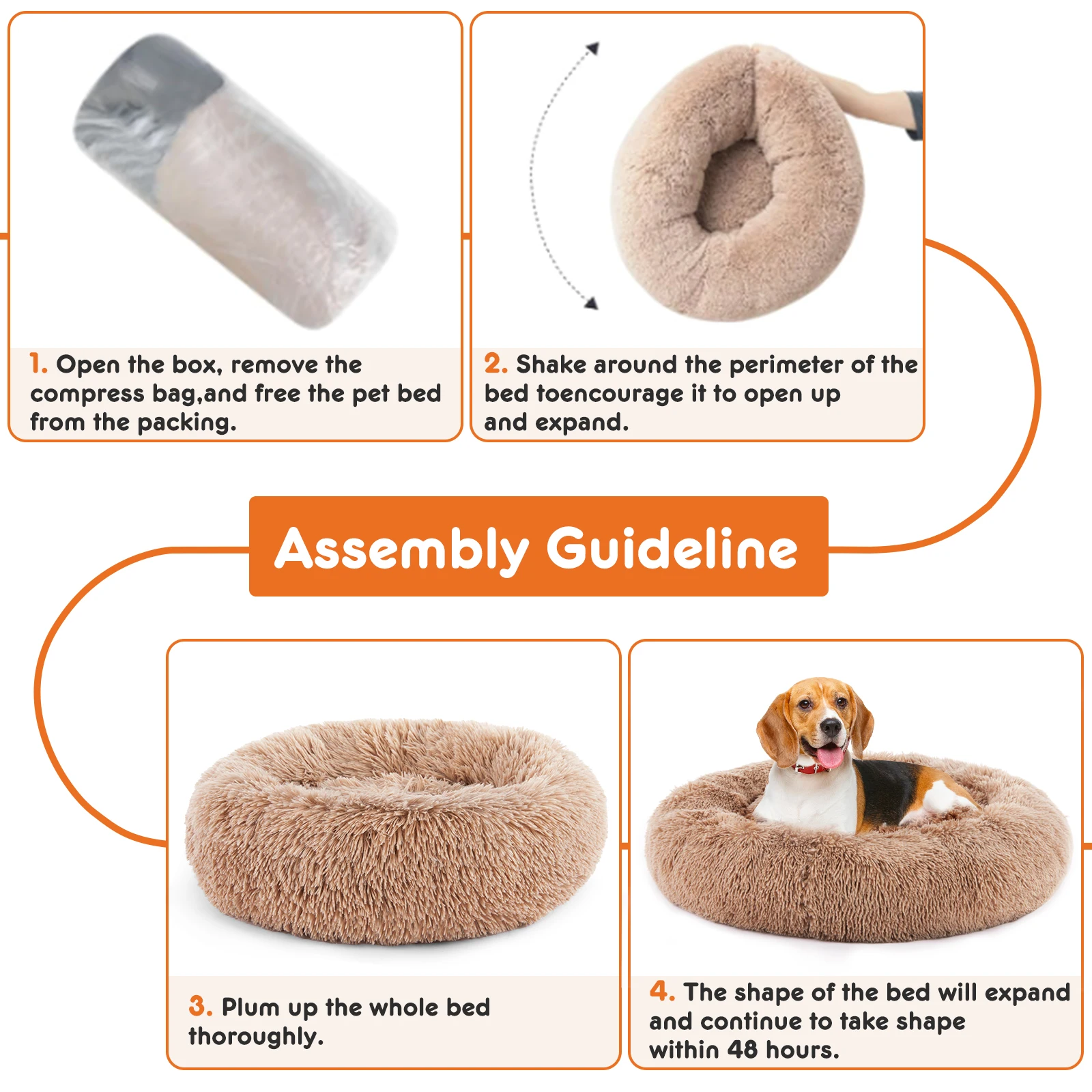 Cama calmante para perros JHK para perros medianos a grandes, cama grande lavable para mascotas, cama redonda antideslizante de felpa esponjosa para perros de piel sintética