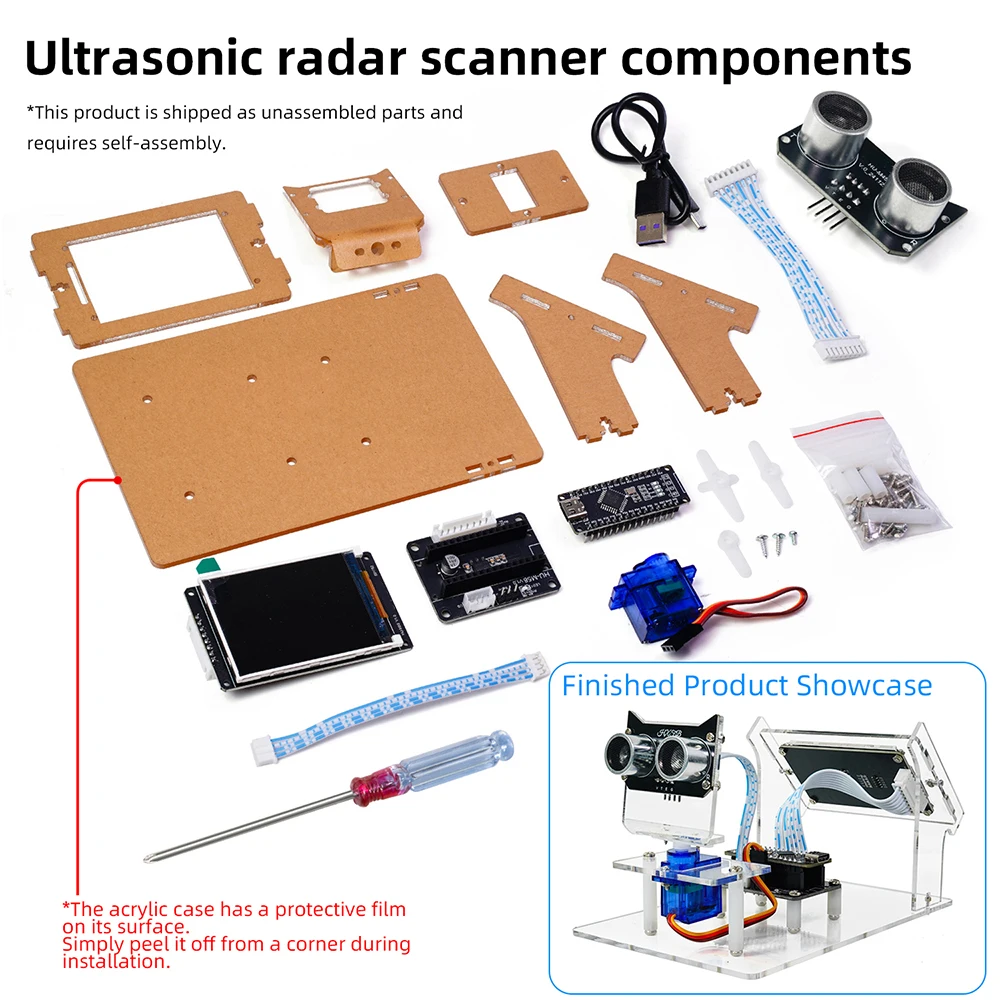 Módulo de Sensor de Radar Ultrasónico, Kit DIY de 5V CC, Programa Gráfico HXFB Compatible con Arduino, Detección de Distancia para Estudiantes