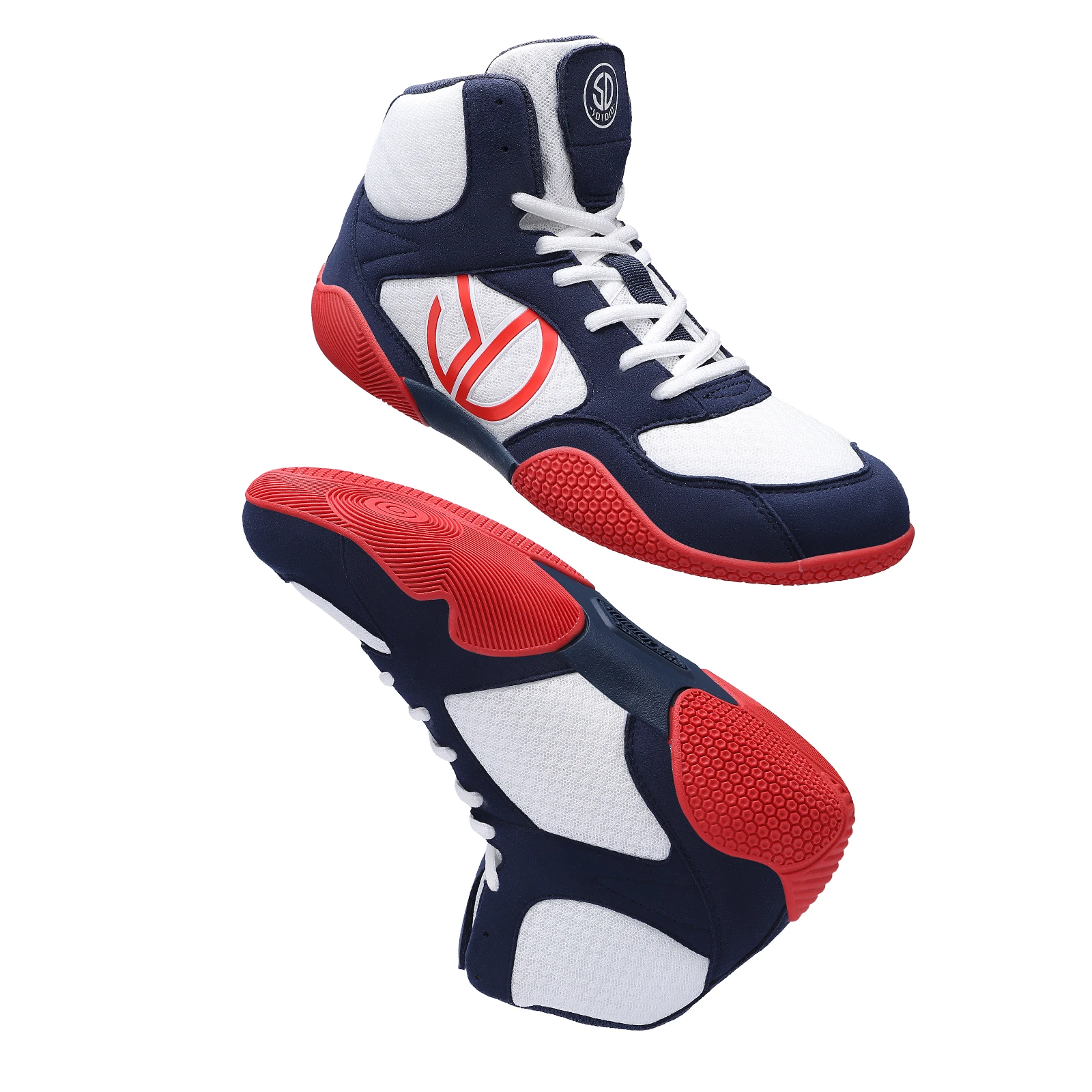 Botas de lucha profesional para hombre, zapatos de boxeo ligeros de malla transpirable, antideslizantes, resistentes al desgaste, de caña alta, talla grande