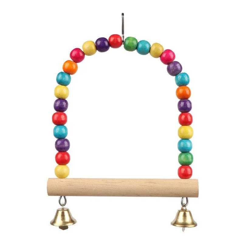 Juguete para mascotas, columpio para pájaros, soporte de columpio de madera para loros, juguete para loros, suministros para mascotas, accesorios para pájaros (S: 12x15cm/L: 18*22cm)