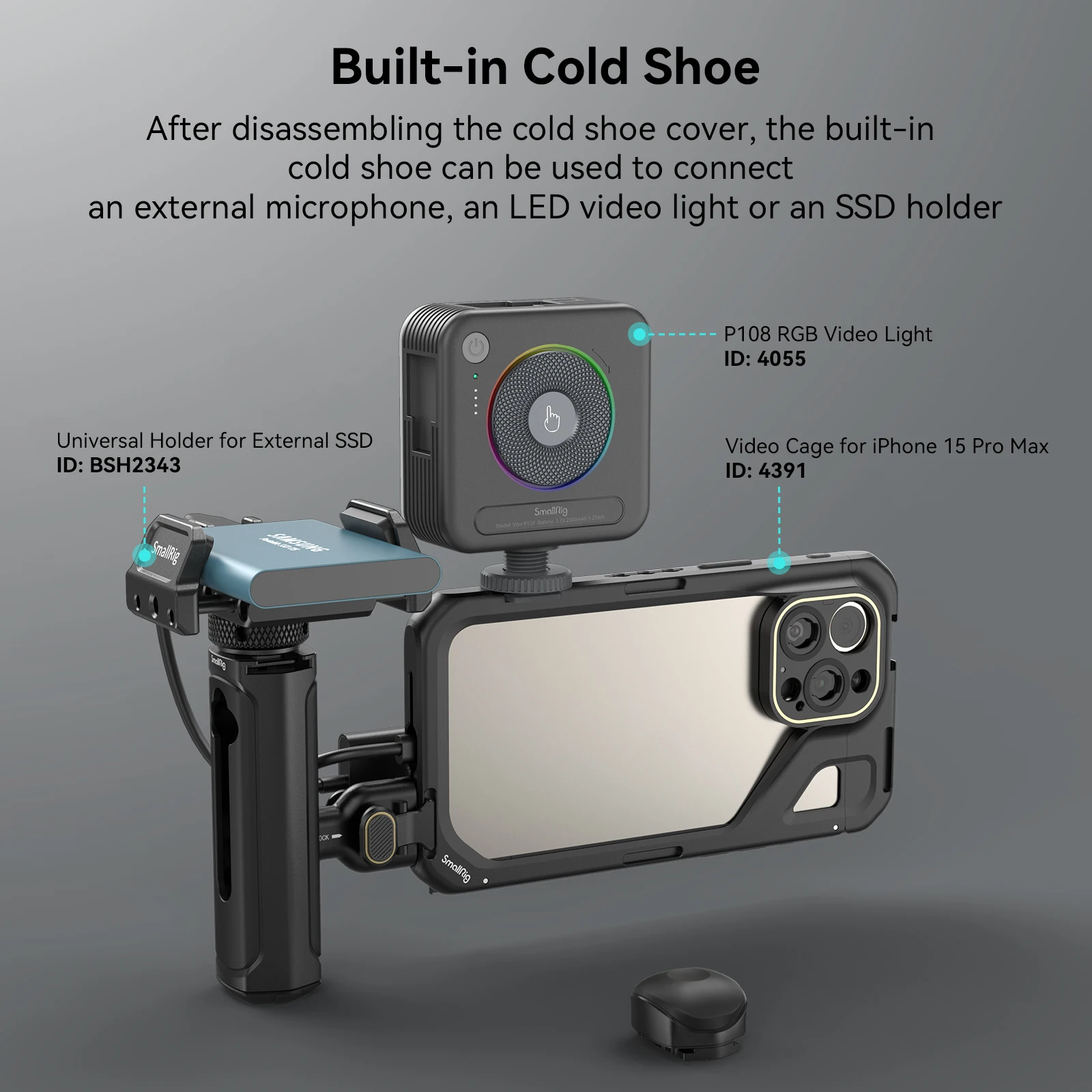 SmallRig-MANGO lateral de liberación rápida para iPhone 15 Series, jaula para Huawei y Samsung, jaula Universal para teléfono móvil 4299