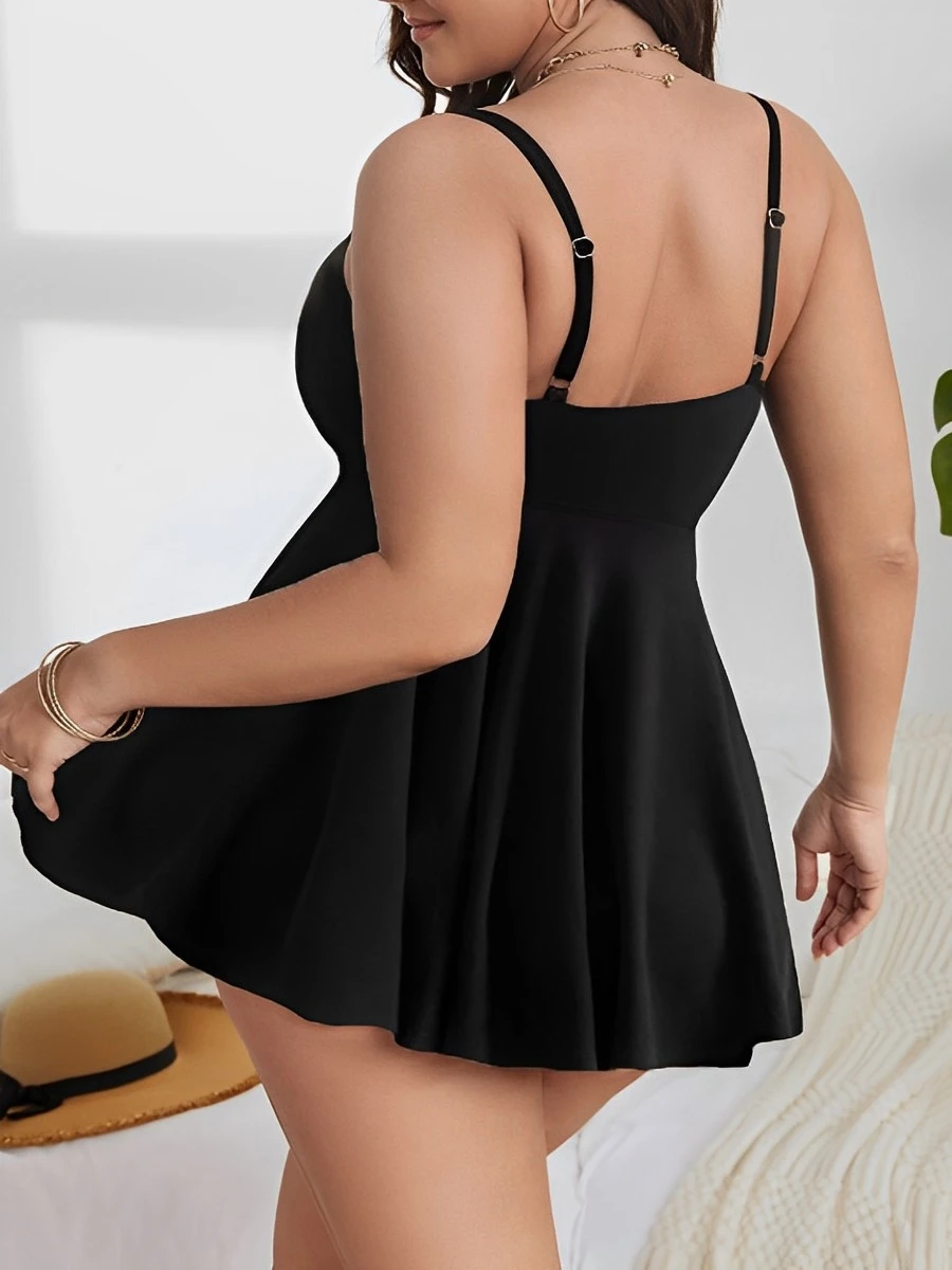 Traje de baño de dos piezas con corte hueco de talla grande 2026 para mujer, bañador de cintura alta para playa