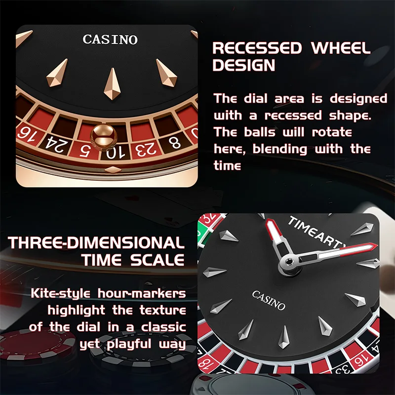 TIMEARTX, nuevos relojes de cuarzo de lujo, reloj de pulsera para hombre con ruleta europea, juego de póker