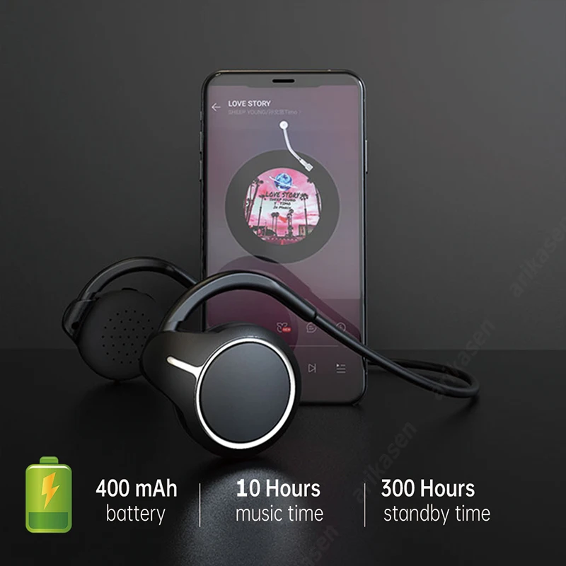 Reproductor de MP3 auriculares Bluetooth con ranura para tarjeta TF auriculares inalámbricos deportivos sonido HD auriculares Bluetooth en la oreja con micrófonos