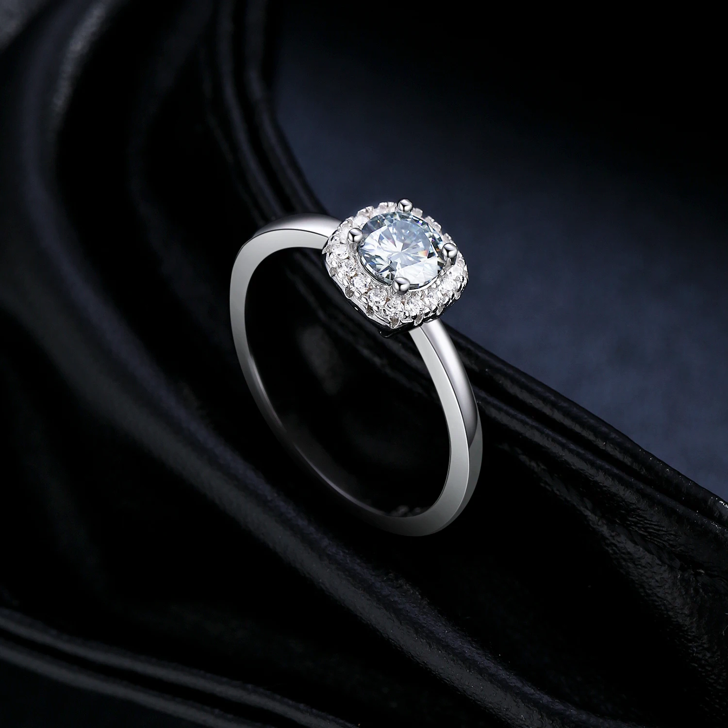 Anillos de moissanita MODIAN de Color gris D, anillo de Halo cuadrado brillante a la moda de Plata de Ley 925 para mujer, regalo de joyería fina de boda