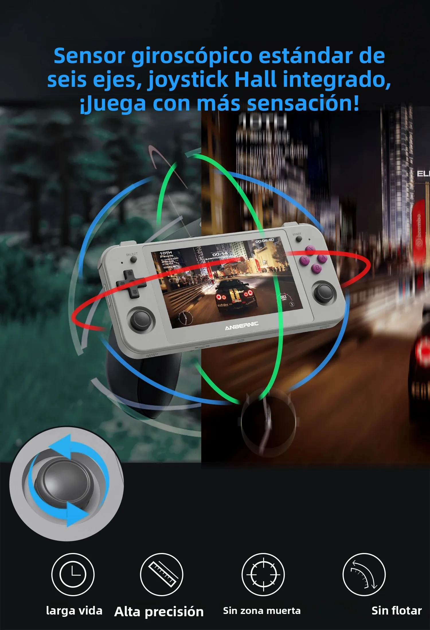 Anbernic RG505 Nueva Consola de Juegos Portátil con Sistema Android 12, Unisoc Tiger T618, Pantalla OLED de 4.95 Pulgadas, Joystick Hall y Actualización OTA