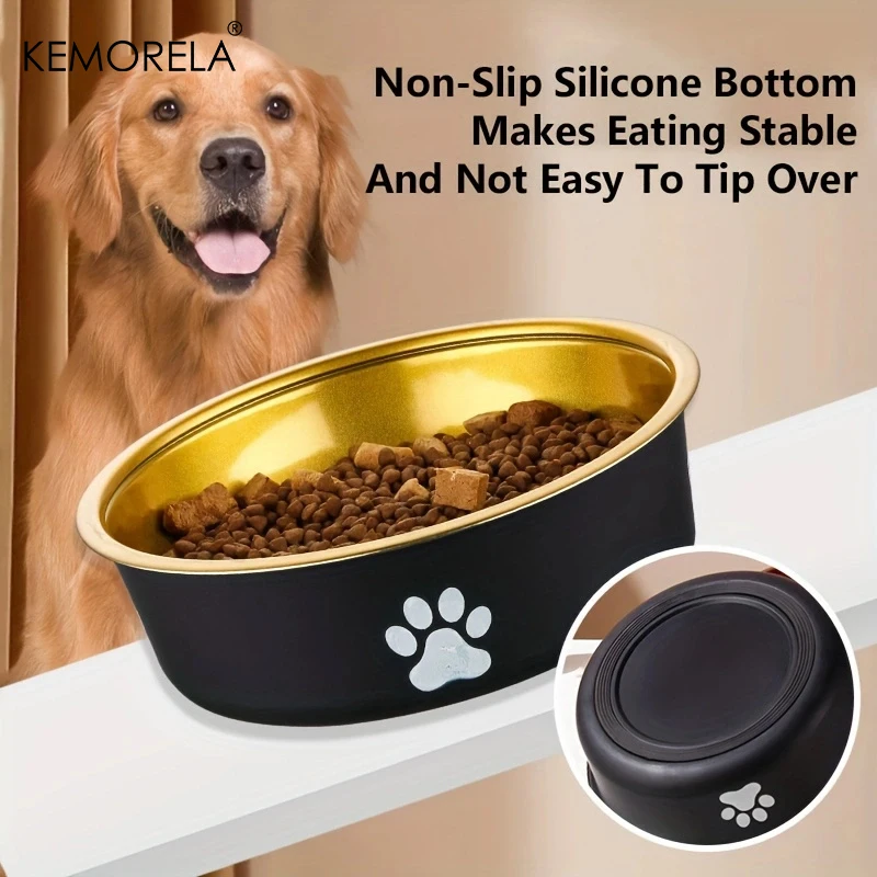 Cuencos antideslizantes para perros, cuencos de alimentación para perros pequeños, medianos y grandes y fuentes de agua, comederos para mascotas de acero inoxidable, accesorios para perros
