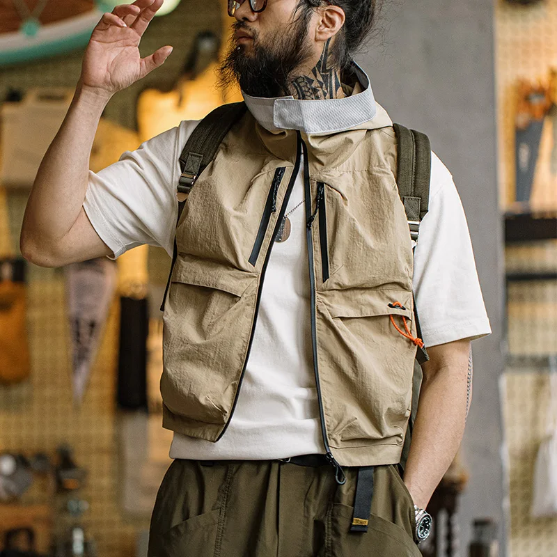 Maden-Chaleco de secado rápido para hombre, chaqueta sin mangas con capucha, multibolsillo, para acampar, pescar, montaña, caza táctica