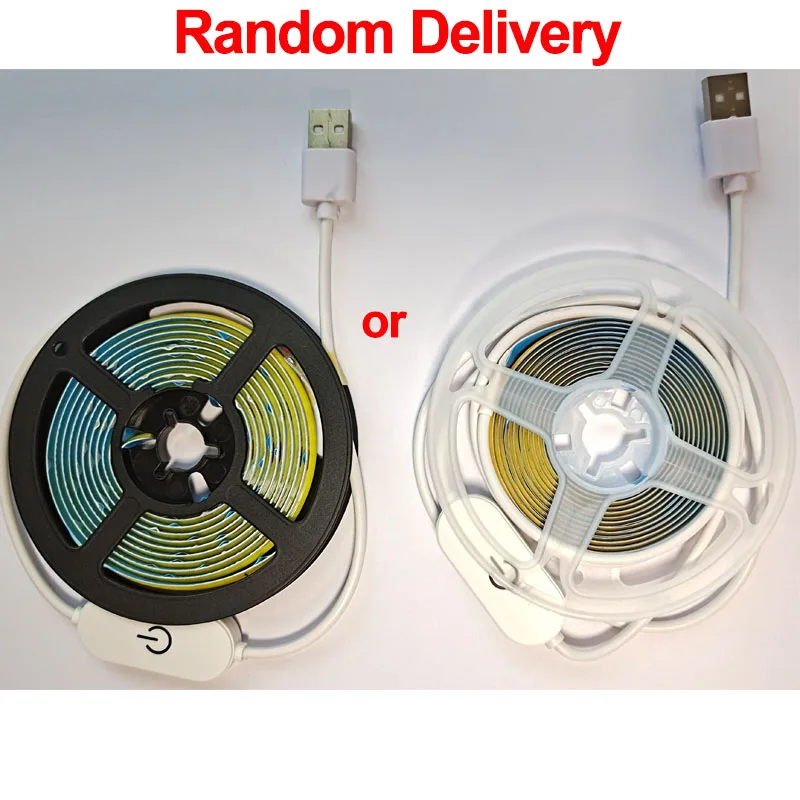 Tira de luces COB LED, atenuador táctil, cinta de diodo Flexible, 5V, USB, iluminación interior lineal, lámpara para habitación, bricolaje, TV, espejo, retroiluminación, decoración de pared