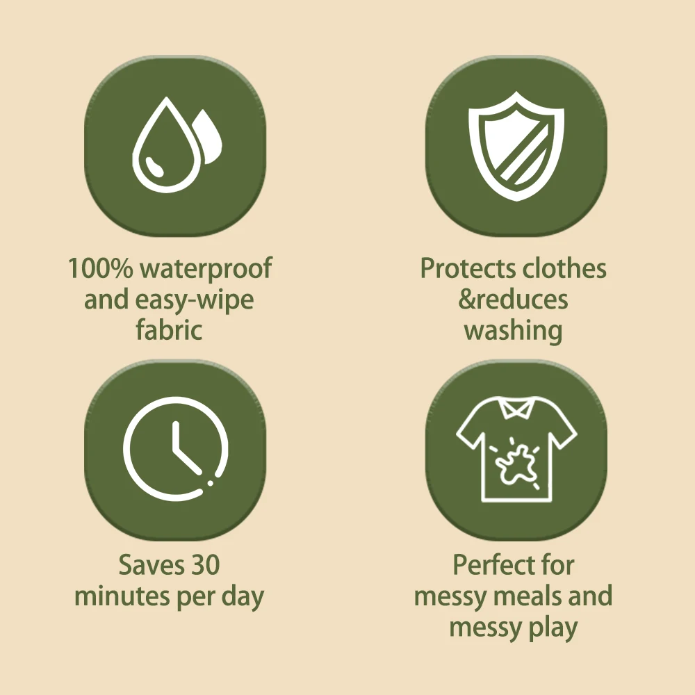 Elinfant nuevo 1 pieza uso de mesa poliéster impermeable moda impreso botones a presión diseño manga larga a prueba de desorden babero de alimentación de bebé