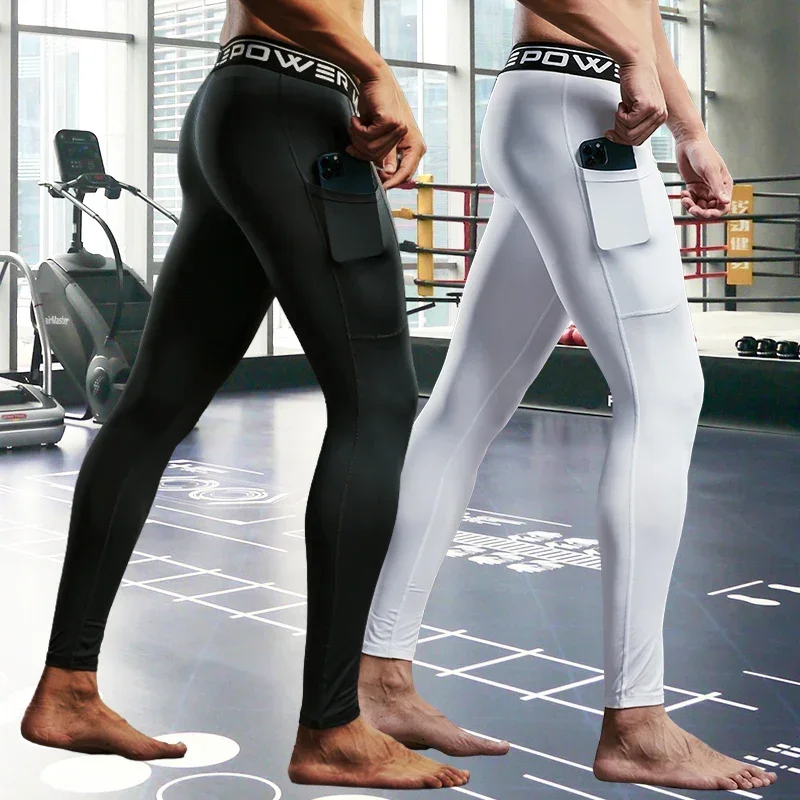 Gimnasio para hombre Fitness correr pantalones deportivos atletismo mallas ajustadas Joggings pantalones de compresión de Yoga ajustados pantalones de chándal de Lycra ajuste seco