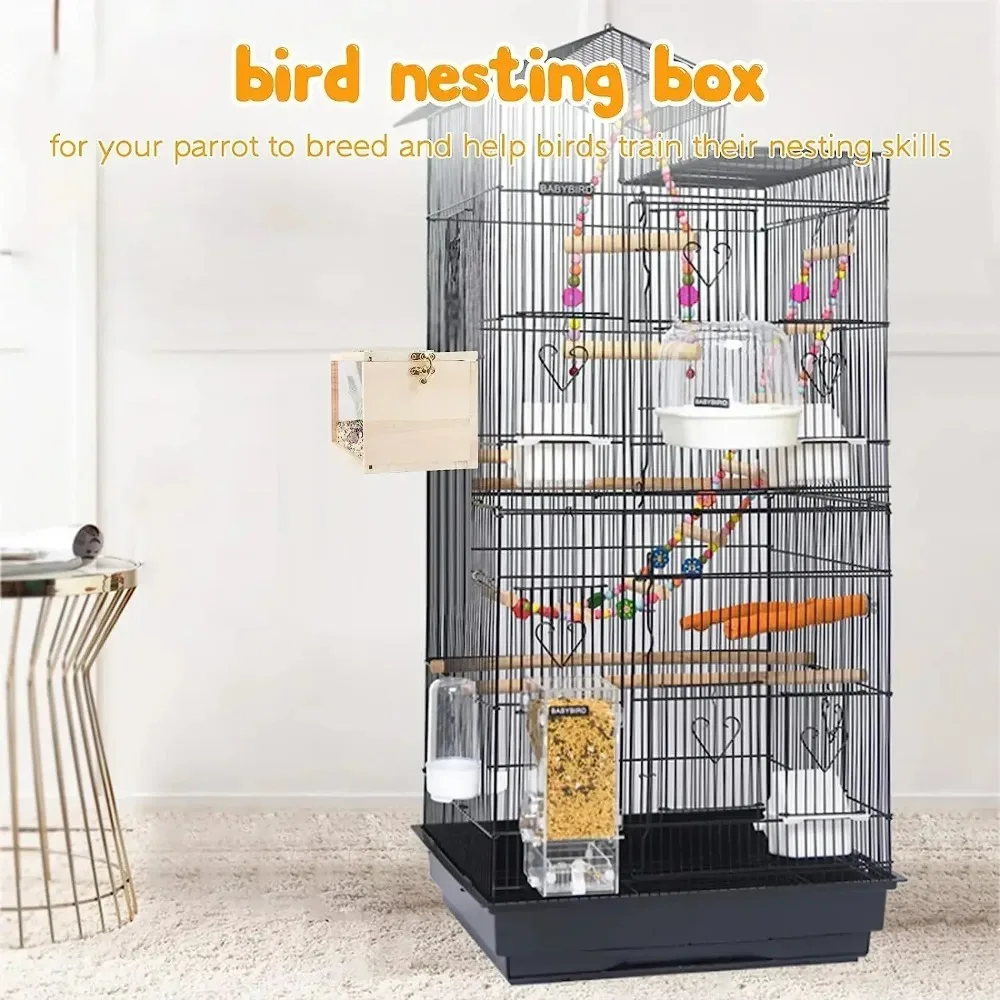 Nido de casa para pájaros de periquito, diseño transparente, fácil de limpiar, casa para loros, bordes lisos, caja anidada para periquito, suministro para pájaros