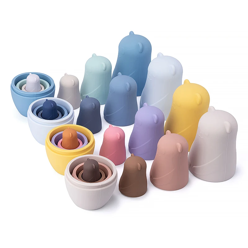 1 Juego de muñecas anidadas Montessori, juguete ruso Matryoshka, juguetes educativos para niños, bloques de apilamiento de silicona, muñeca interior