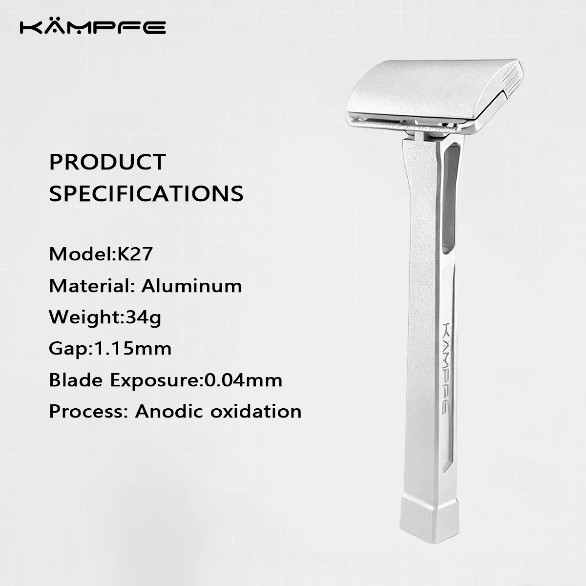 KAMPFE Maquinilla de Afeitar Clásica de Metal CNC de Aluminio Vintage con Hoja Única para Afeitado Manual Suave y Preciso, Regalo para Hombre