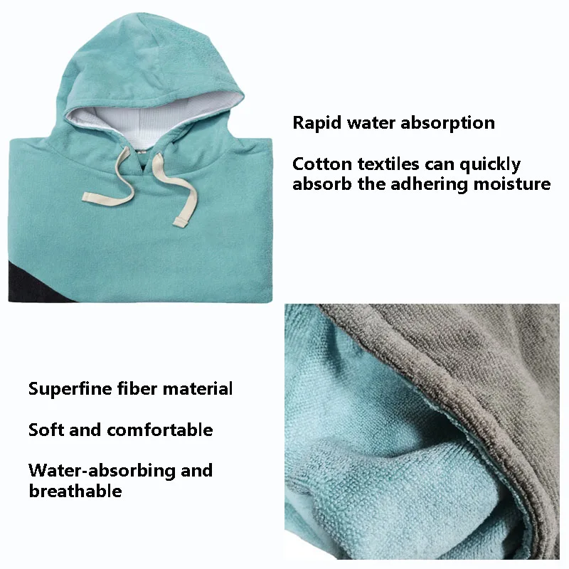 Albornoz con capucha para natación y buceo, poncho grueso para cambiarse, toalla de microfibra que mantiene el calor, a prueba de viento, para invierno, surf, de secado rápido