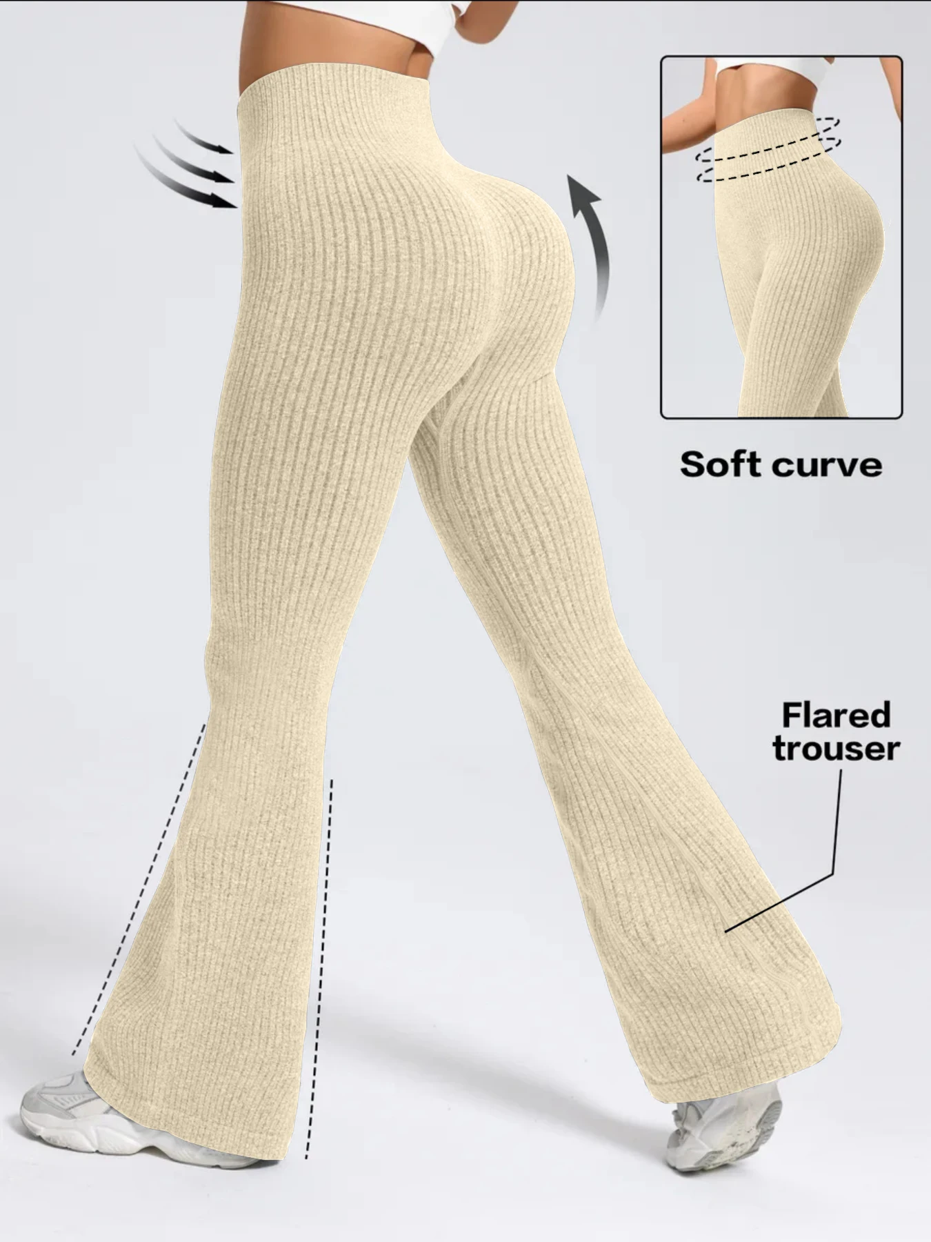 Pantalones deportivos de cintura alta con parte inferior acampanada para mujer, ajuste ajustado, diseño elástico cómodo, Ideal para hacer ejercicio y uso diario