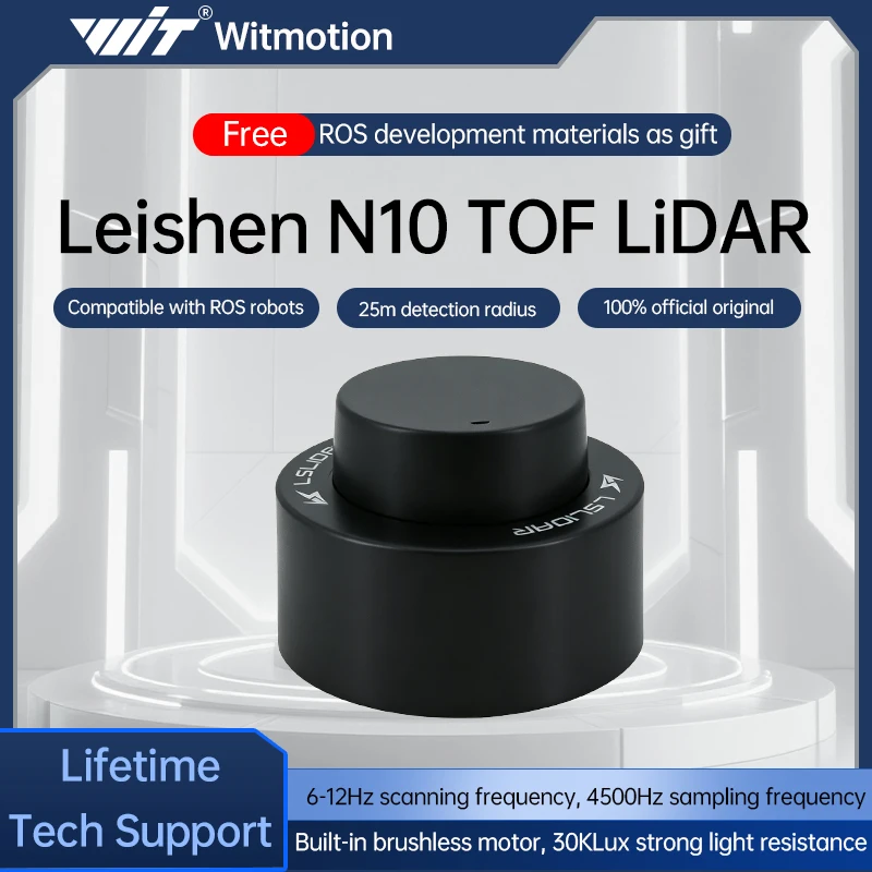Lslidar N10 360 °   Sensor Lidar TOF de 25 m, Radar Láser Impermeable Antideslumbrante, Compatible con ROS1 y ROS2, para Interiores y Exteriores