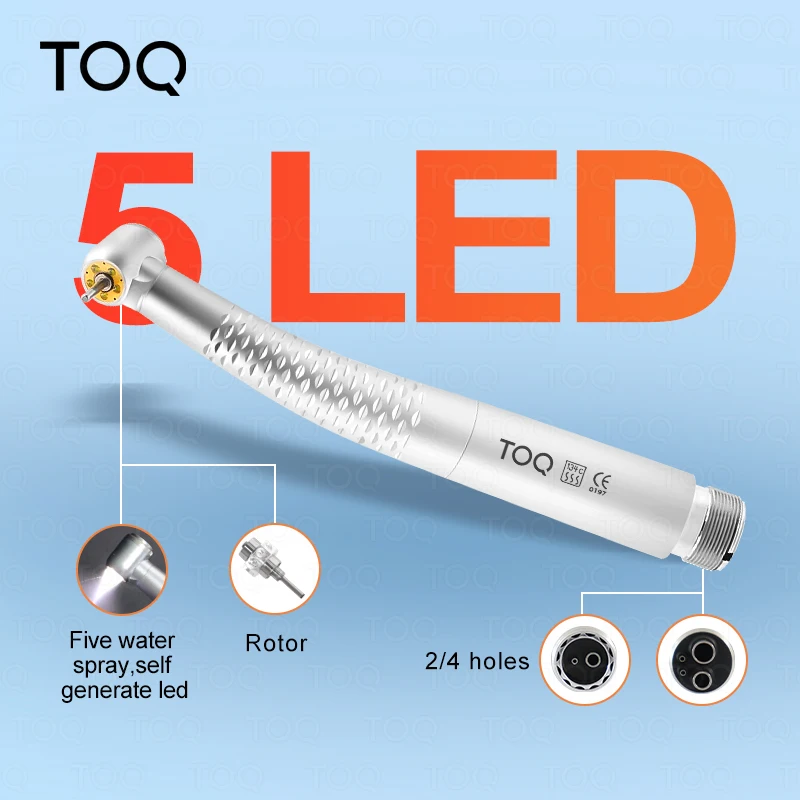 Nueva Pieza de Mano de Alta Velocidad con 5 Luces LED, Generador Electrónico Sin Sombra, Turbina de Aire para Dentistas, 2/4 Orificios, 5 Rociadores de Agua, Equipo Dental