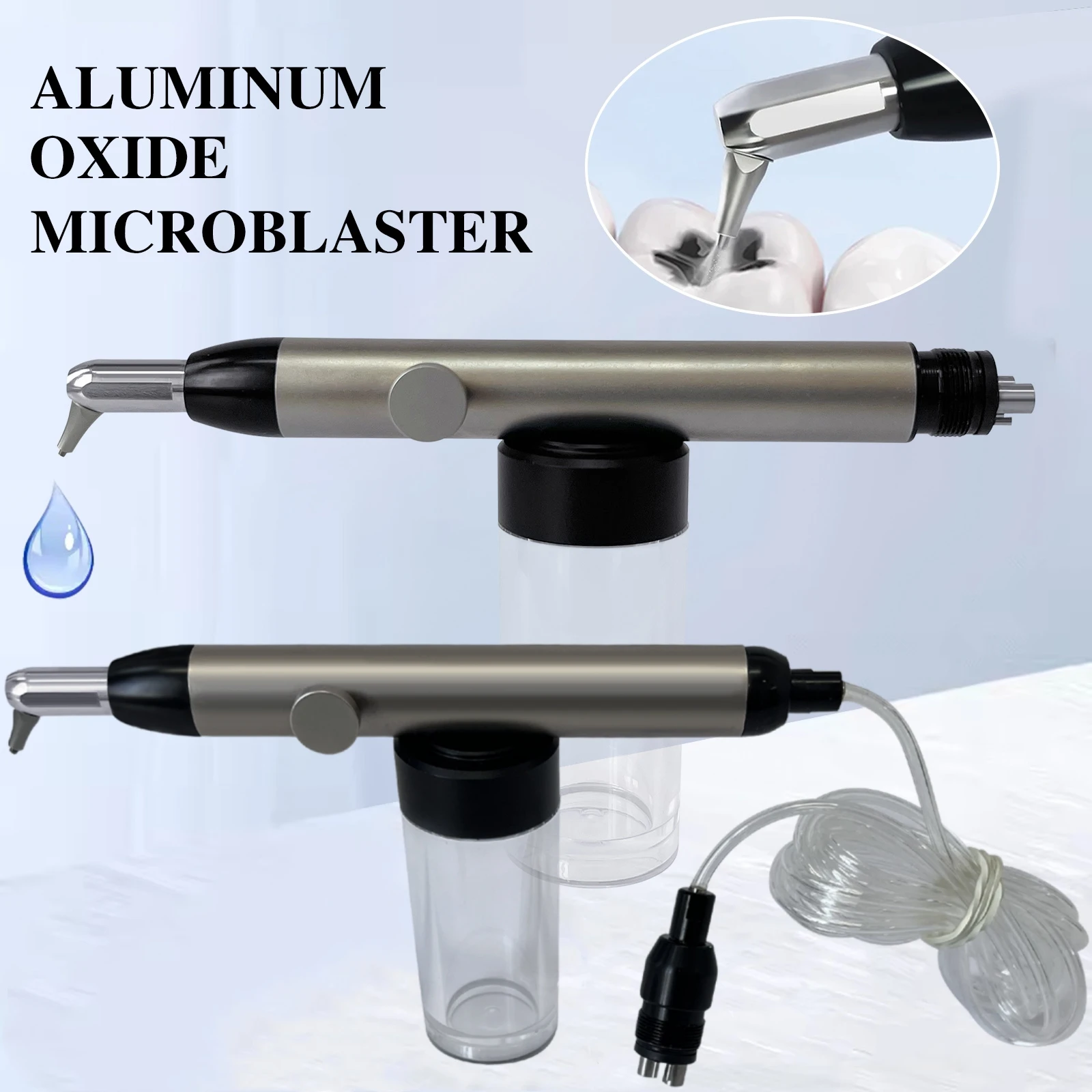 Microblaster Dental de óxido de aluminio, 2/4 orificios, pulido de abrasión de aire, micrograbador, chorro de arena con/sin agua