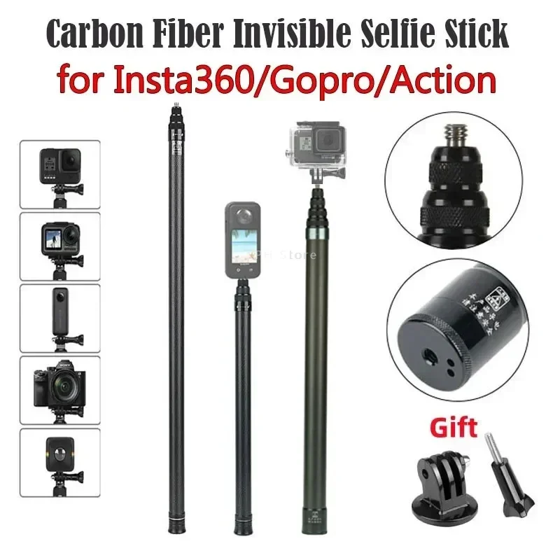 Palo de Selfie Invisible de fibra de carbono súper largo de 3M y 1,5 M para DJI OSMO 360 Insta360 X5 X4 Ace Pro GoPro, palo de Selfie para cámara de acción