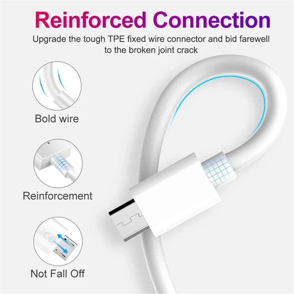 NNBILI Paquete de 3 cables Micro USB 2.4A Cable de carga rápida Cable Micro para teléfono móvil para Xiaomi Samsung Cables de carga para Android Cable de 1M