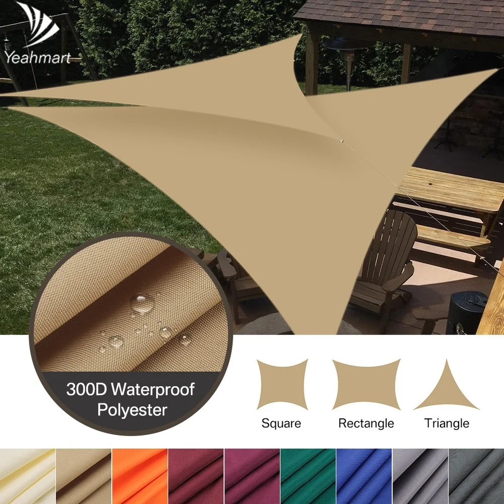 5x5x5/2x2x2M impermeable refugio solar triángulo sombrilla protección al aire libre dosel jardín Patio piscina sombra vela toldo sombra tela