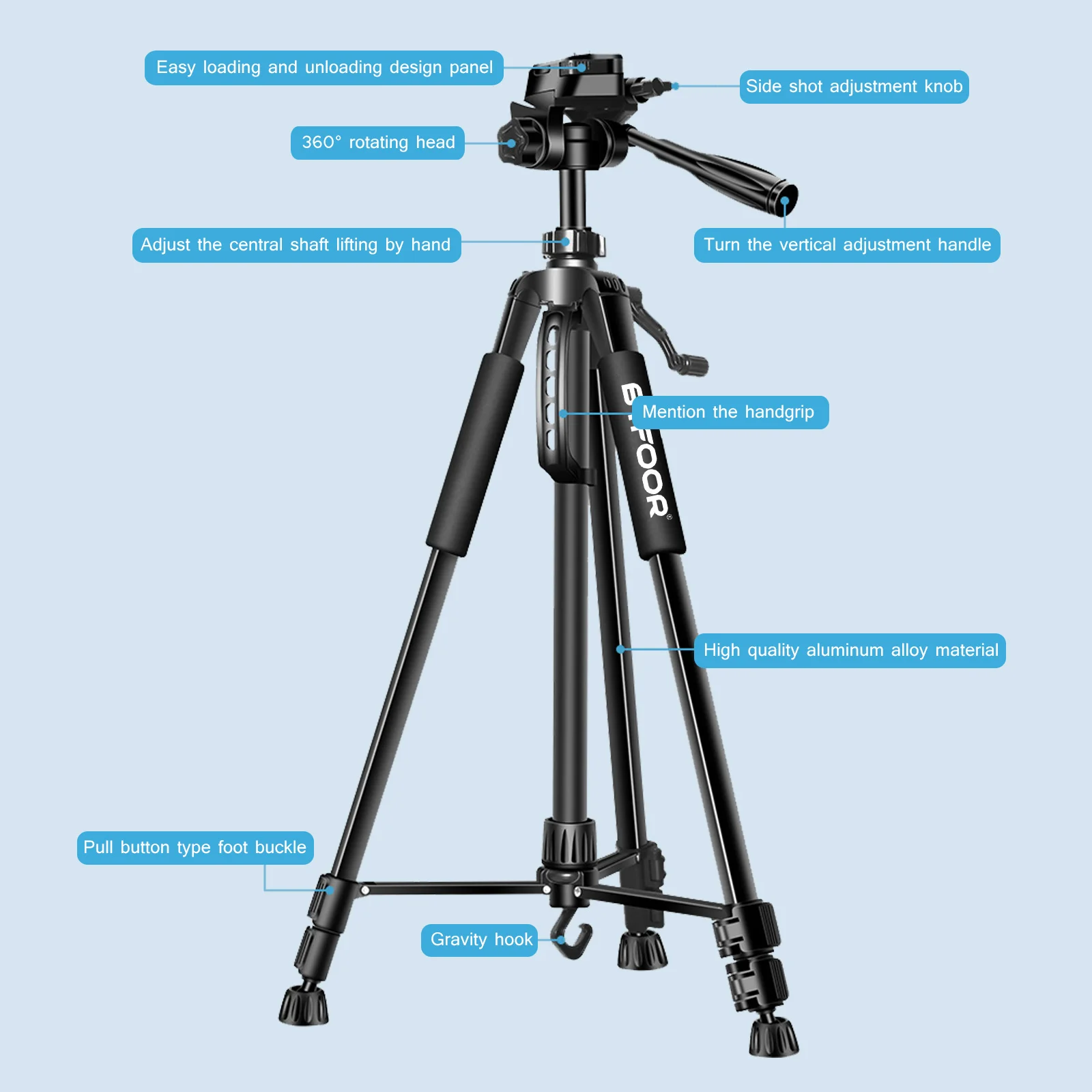 Trípode de viaje para teléfono, soporte de aluminio de 55 "y 140CM de alto con placas rápidas, cabezal panorámico de montaje para cámara Digital Canon, Nikon, DSLR y SLR