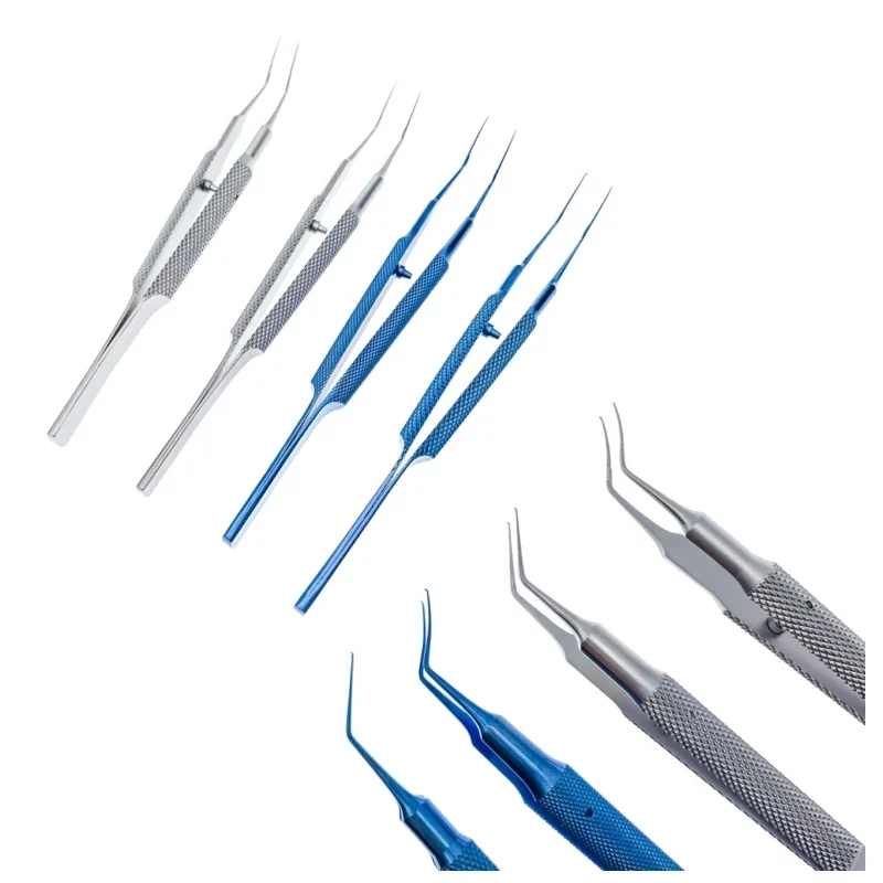 Pinzas para Capsulorhexis, pinzas oftálmicas de ángulo curvo de 105mm de largo, instrumentos quirúrgicos oftálmicos para mascotas