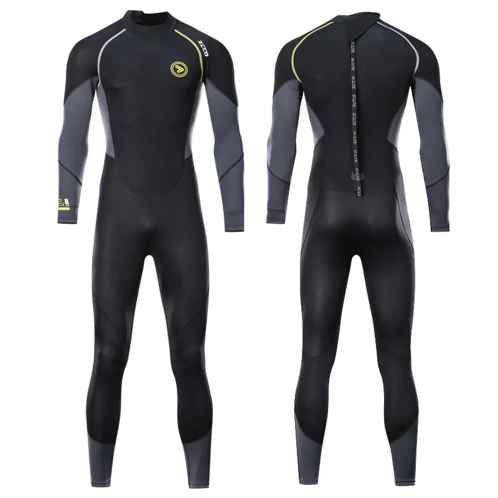 Traje de buceo de neopreno de 1,5mm para hombre, traje de neopreno completo de una pieza con cremallera trasera, traje de baño de manga larga a prueba de frío, deportes de Surf en Kayak