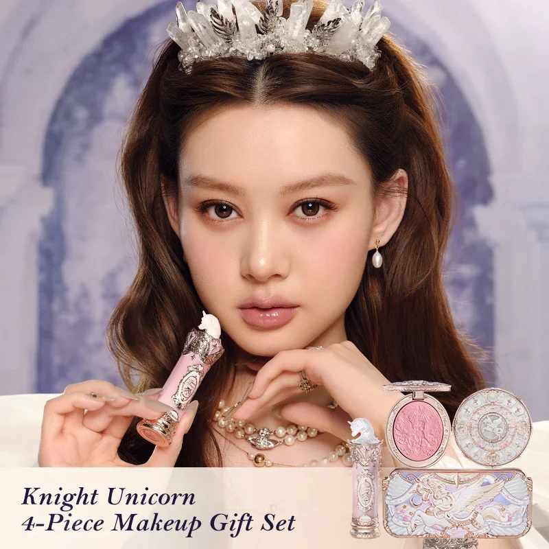 Set de Regalo Colección Flower Knows Knight Unicorn: Paleta de Maquillaje, Espejo, Lápiz Labial, Colorete y Polvo Fijador