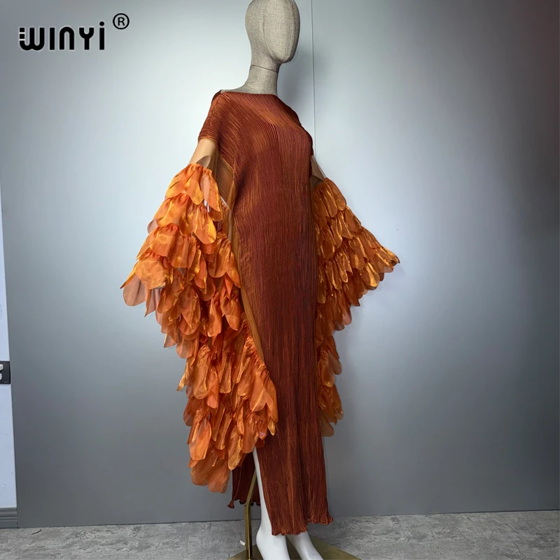 Vestido Plisado Elástico WINYI, Traje de Playa Monocromático, Kaftan Abaya Dubai, Vestido de Fiesta de Lujo, Vestido Largo de Noche para Mujer Musulmana