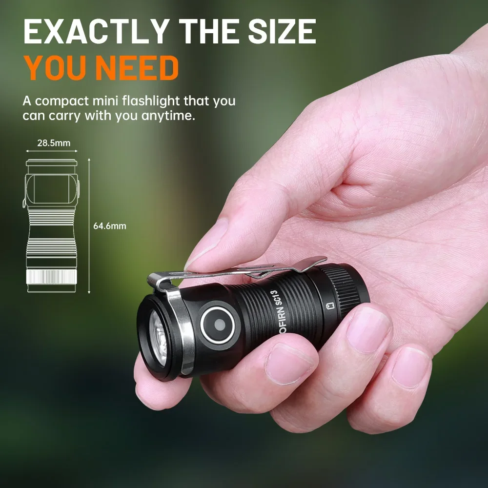 Sofirn Mini SC13 potente linterna SST40/519A LED 1300lm 18350 luz Led recargable 95 lámpara de antorcha de alto CRI con magnético