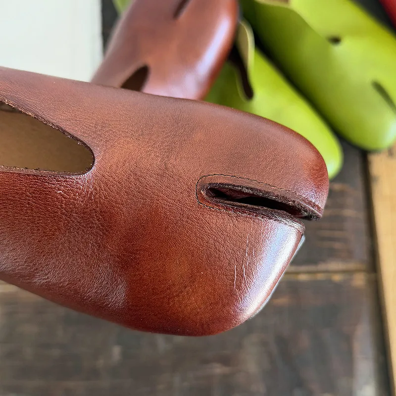 Careaymade - Zapatos de Mujer de Cuero Genuino con Suela Suave, Zapatos Planos de Piel de Vaca de Alta Gama con Punta Dividida y Boca Poco Profunda