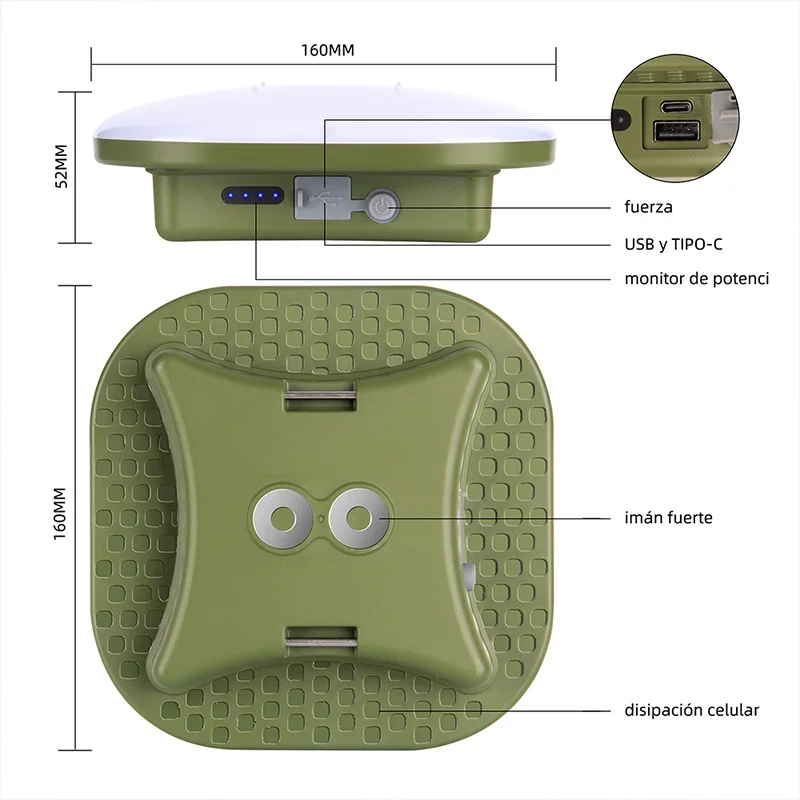 MOSLIGHTING13500maH Luz LED de carga para acampar con imán Antorcha portátil Lámpara de tienda de moda Mantenimiento de trabajo Iluminación de emergencia