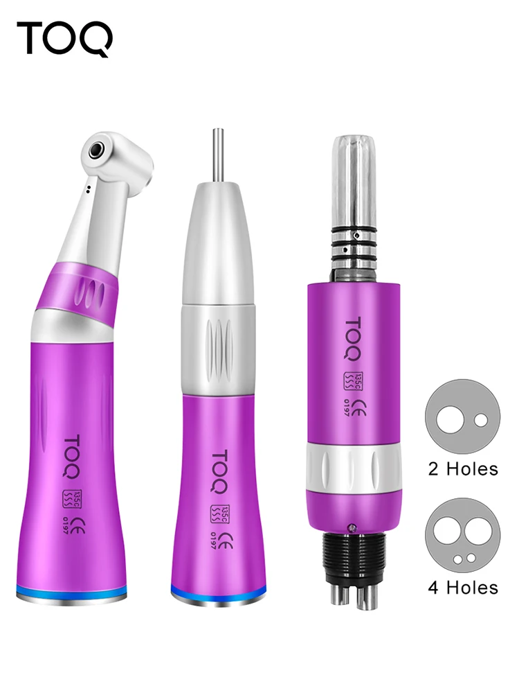 TOQ Inner Contra-ángulo de baja velocidad con pulverización de agua, relación 1:1, tipo E, herramientas dentales profesionales de alta gama, juego de 2/4 orificios para motor de aire