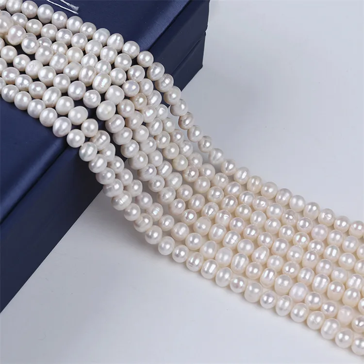 5-6-7mm AA Radiant blanco redondo fino Natural perla de agua dulce cuentas aisladas joyería hacer DIY collar pulsera accesorios mujeres