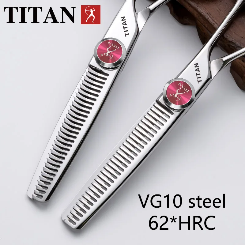 Tijeras de Peluquería Profesionales TITAN, Herramienta para Cortar y Entresacar Cabello, Acero VG10, 6.0, 6.5 Pulgadas, Herramientas de Corte para Salón