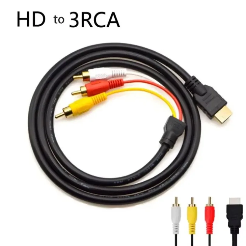 Cable HDMI a 3RCA de 1.5M con Cable HDMI 1.4 a AV, Cable de Audio y Video HD para Decodificador