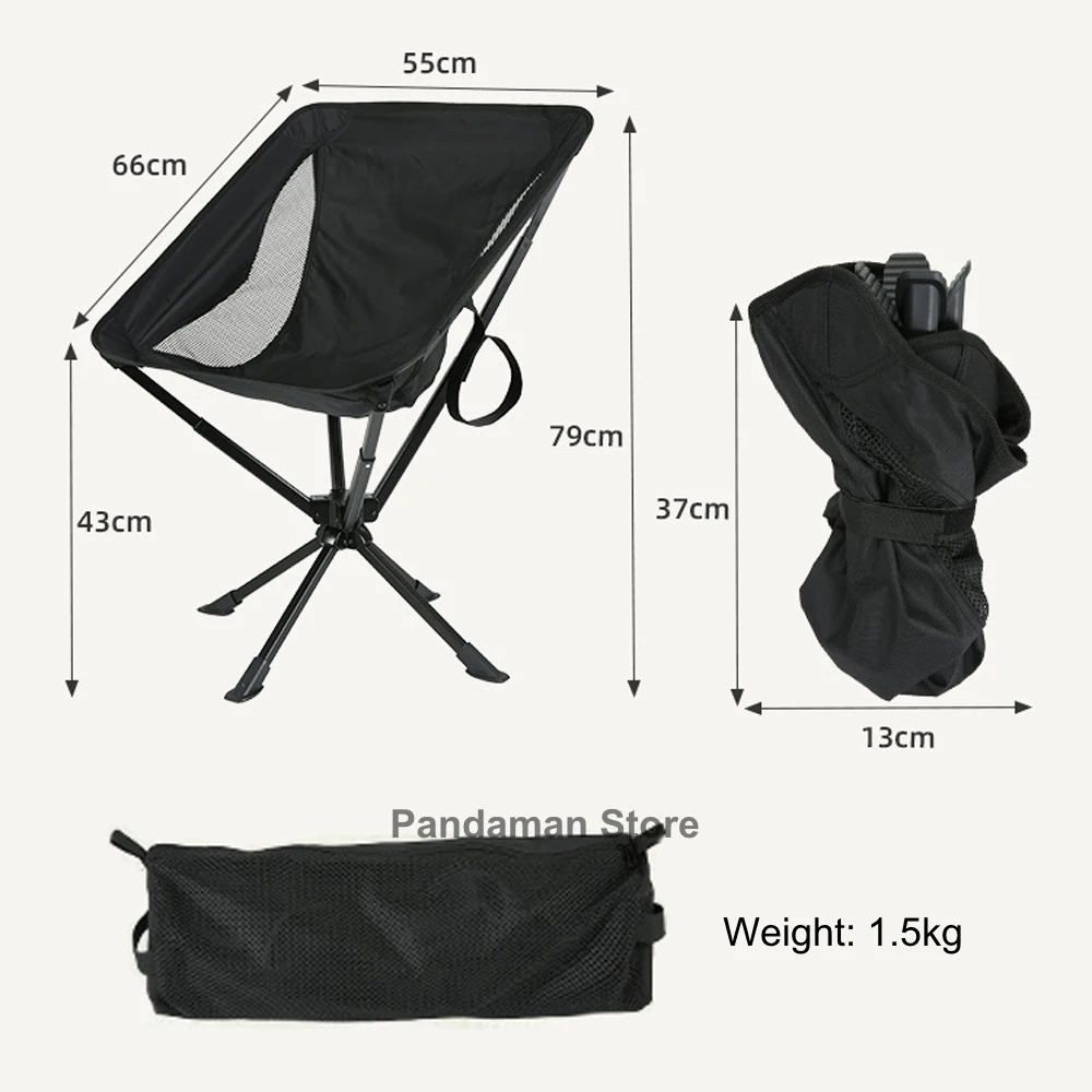 Silla Portátil Giratoria de 360 Grados, Silla Plegable Compacta para Camping, Apertura Rápida en 5 Segundos