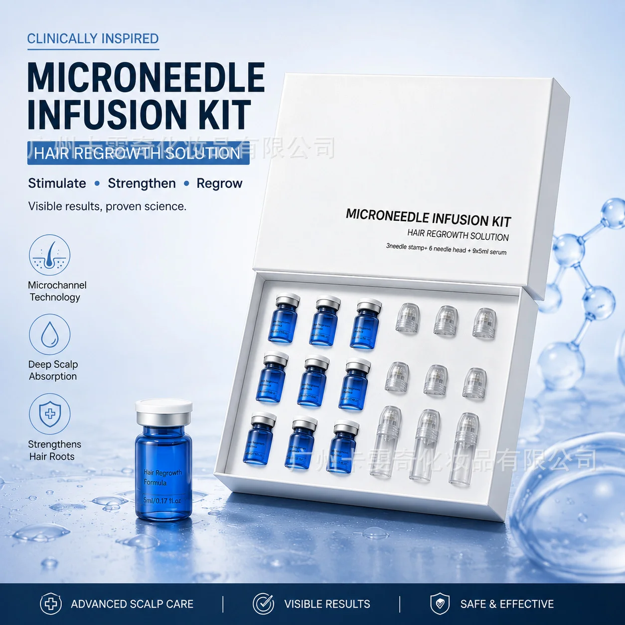 Suero de Microagujas para el Crecimiento del Cabello GHK-Cu con Péptido de Cobre Azul para Microagujas del Cuero Cabelludo