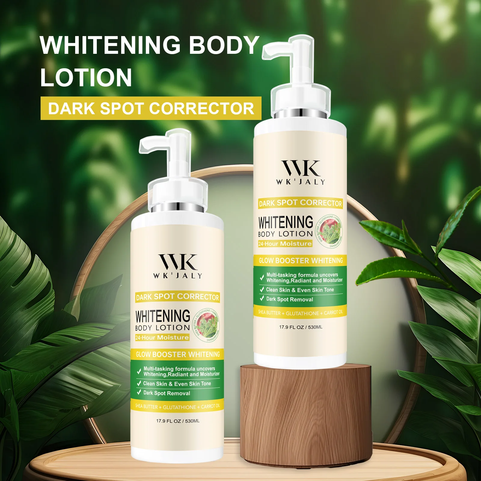 WK JALY Loción corporal blanqueadora Glow Booster, con glutatión, elimina las manchas oscuras, la melanina, crema uniforme para todo tipo de piel