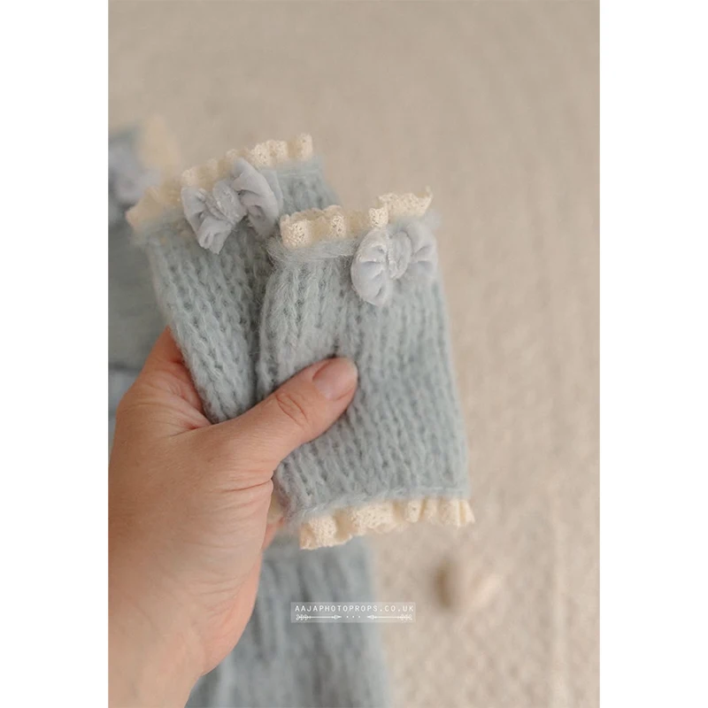 Accesorios de Fotografía para Recién Nacidos, Conjunto de Pelele Tejido, Gorro y Calcetines, Traje Vintage de Encaje Floral para Bebé Niña, Ropa para Sesión de Fotos de Estudio