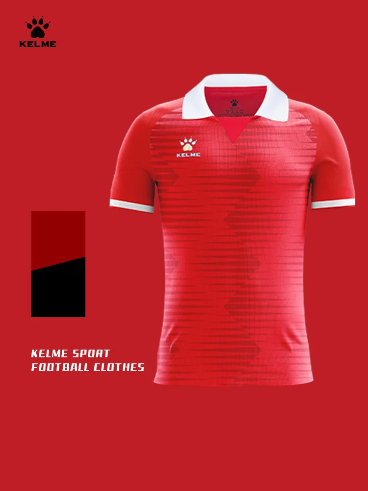 Camiseta de fútbol Kelme, deportes, ocio, correr, gimnasio, ejercicio, entrenamiento, camiseta de manga corta elástica de secado rápido, Polo para hombre