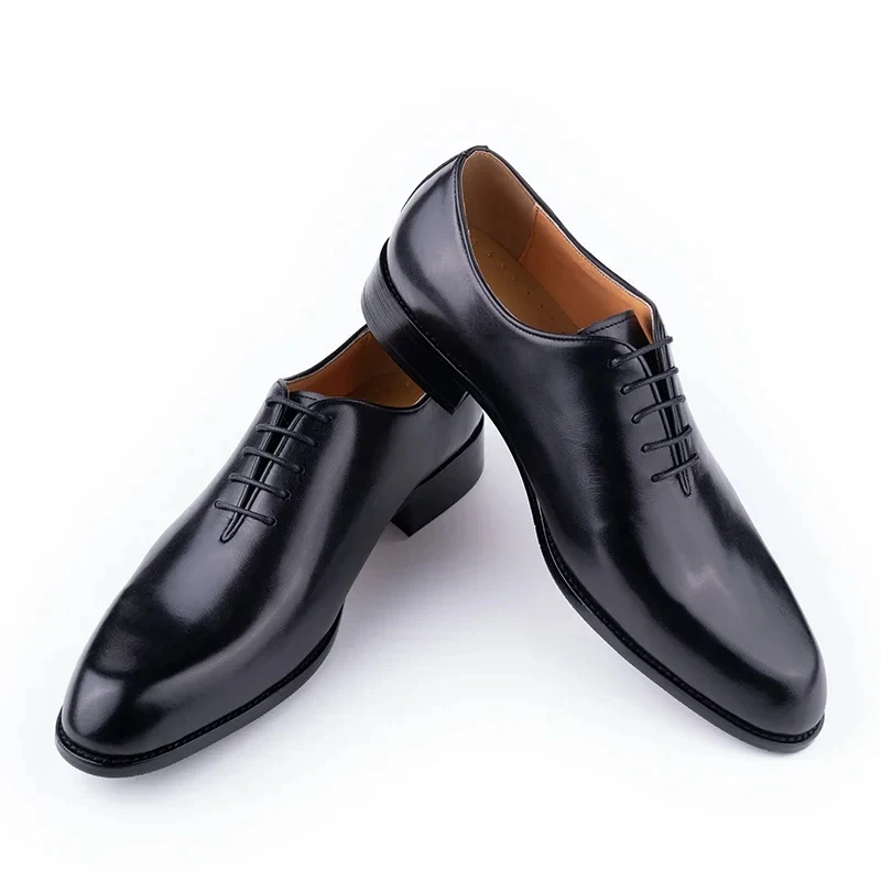 Zapatos de cuero de éxito para hombre, zapatos de trabajo de oficina de negocios informales Oxford hechos a mano de alta calidad para Gentalman, cómodos con cordones