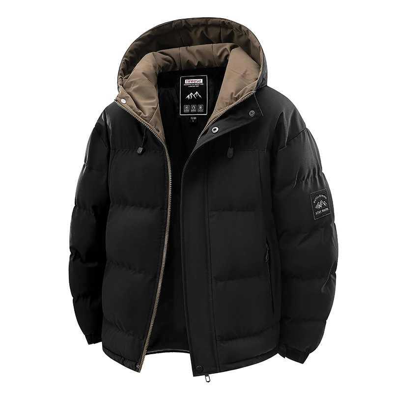 Nuevos Tops gruesos a prueba de viento para hombre, abrigos holgados y versátiles para exteriores, abrigos que mantienen el calor, Parka informal con capucha sólida a la moda para invierno para hombre