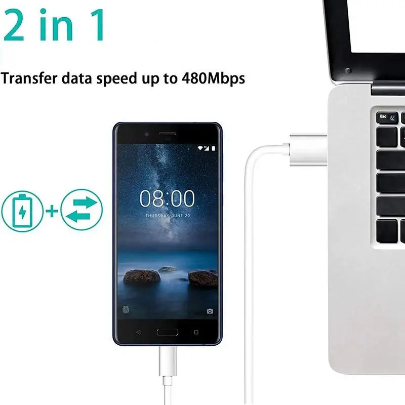 10-50 Uds Micro V8 5Pin USB Cable de datos de carga rápida para Samsung S6 S7 edge note Xiaomi Huawei Htc Lg teléfono Android Cable rápido 2m