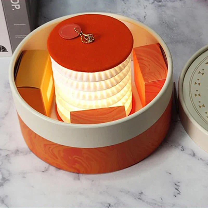 Lámpara de luz nocturna plegable portátil USB, regalo creativo para dormitorio, sala de estudio, linterna de estilo japonés, decoración de luz nocturna