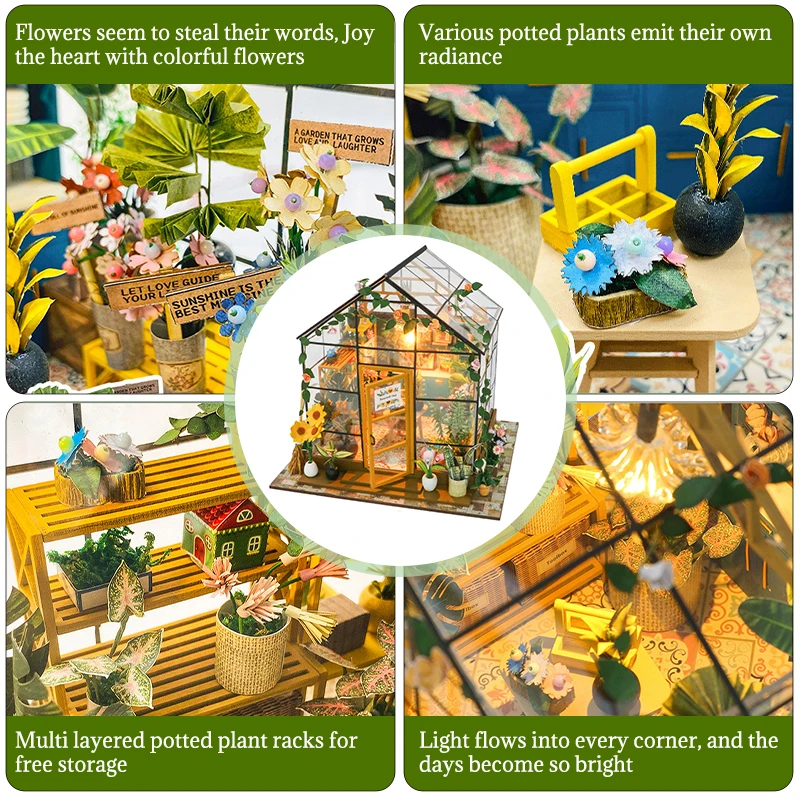 Kit de casa de muñecas DIY, Mini Casa de flores hecha a mano, ensamblaje de rompecabezas 3D, juguetes de construcción, decoración del dormitorio del hogar con muebles, casas de muñecas